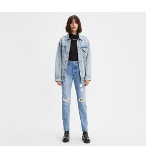 Levi's 501 womens highrise button fly distressed jeans